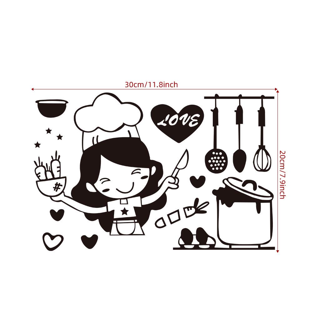 Girl Loves To Cook Print Wall Stickers Kitchen Decoration Household Decorative Ornaments
