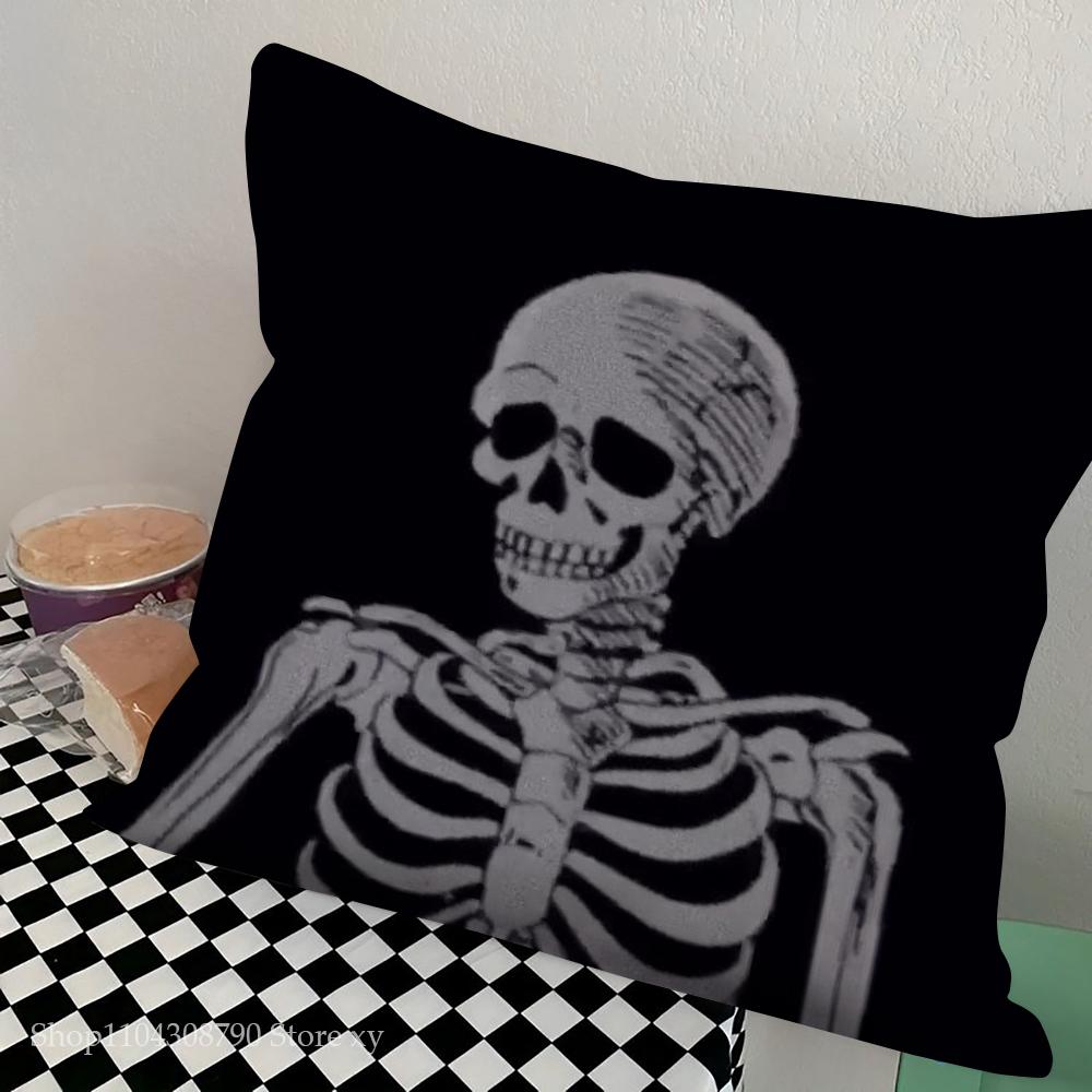 1pc Anatomical Skeleton Chalkboard Pillow Case Square Bedroom Sofa Leisure Comfort Cushion Car Living Room Home Decoration
