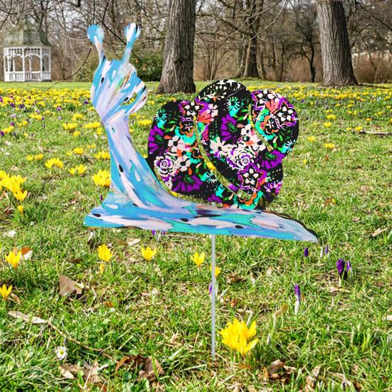 Metal Snail Garden Stake Decoration Weather-proof Indoor Outdoor Yard Lawn Patio Pathway Iron Colorful Snail Stake Stick Ornament