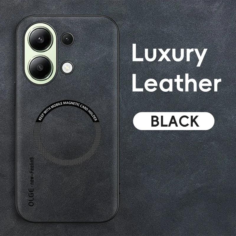 Magnetic Retro Leather Soft Case For Xiaomi Redmi Note 13 Pro Plus Note13 4G 5G 13R Wireless Charging Phone Case Cover