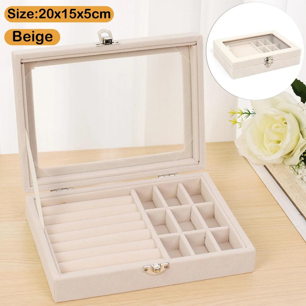 Jewelry Storage Box Earring Ring Necklace Jewelry Display Box Jewelry Classification Dustproof Transparent Flip Lid Jewelry Box