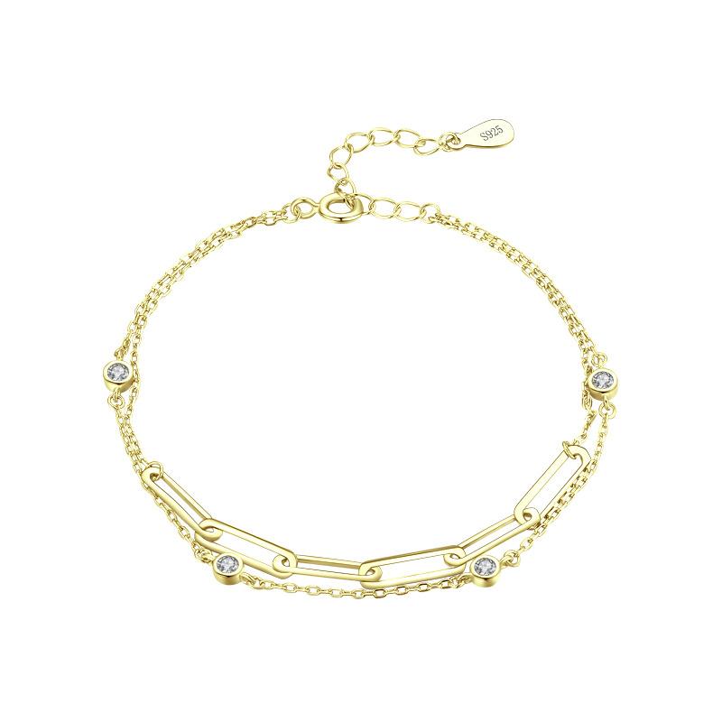 

Браслет из стерлингового серебра 925 пробы, ювелирные изделия, геометрические бусины, браслеты-цепочки, модный тонкий свадебный подарок для подруги, женщин золотой