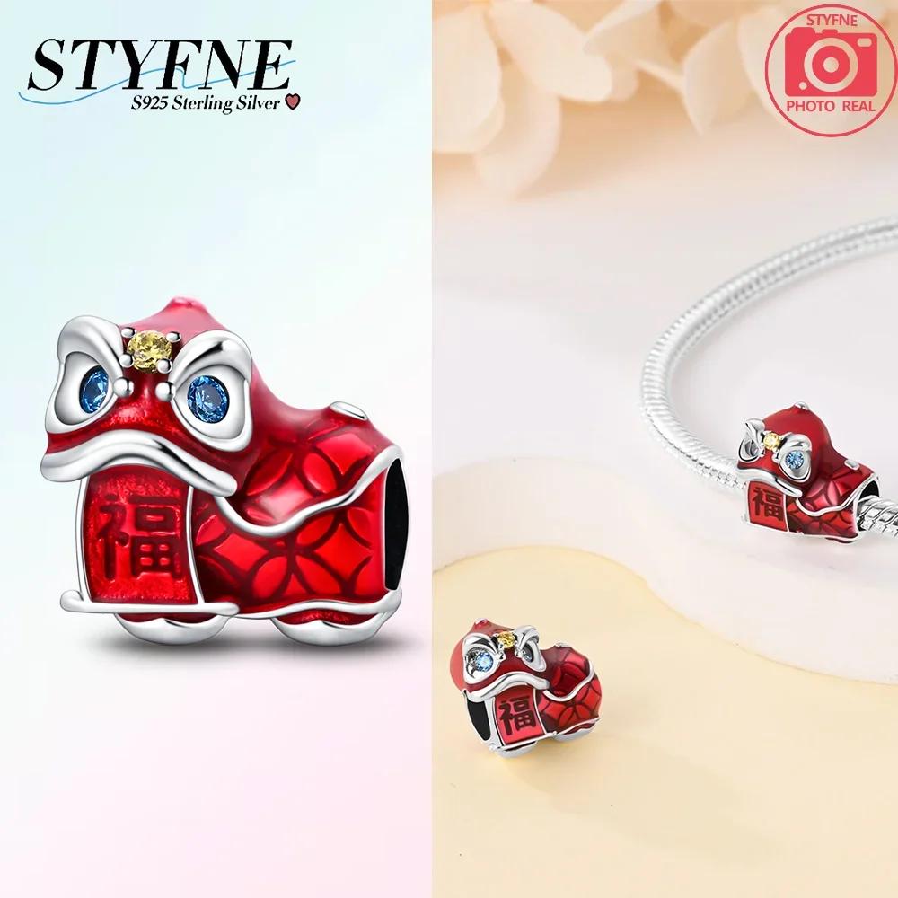 Original Copper Red New Year God Wealth Firecracker Pendant Gold Coin Beads Fit Bracelet Women Diy Gift Accessory