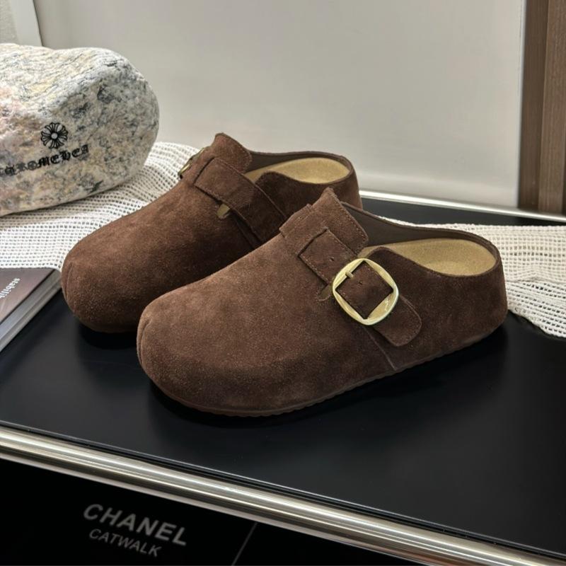 

Ретро универсальные шлепанцы с толстой подошвой и закрытым носком женские 2025 новые модные удобные нескользящие шлепанцы Boken на мягкой подошве 40 малиновый