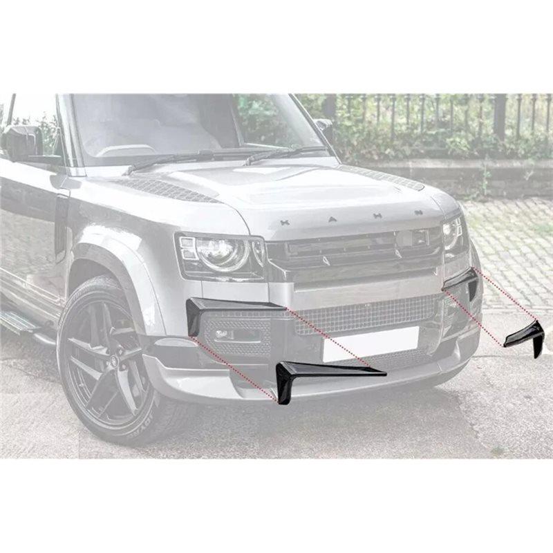 Car For Land Rover Defender 2020-2026 2Pc Front Bumper Lip Splitter Fin Glossy Black