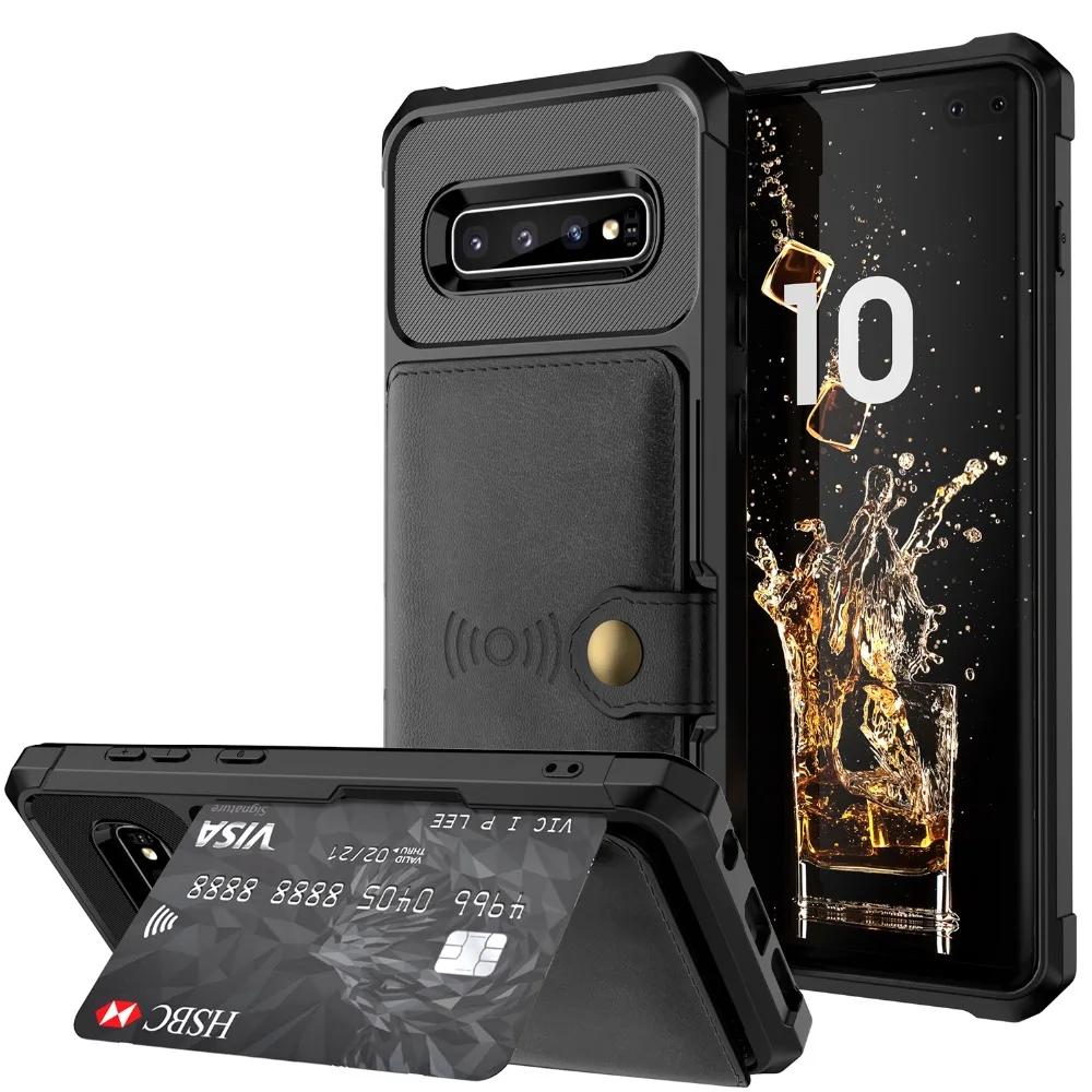 For Samsung Galaxy S20 S9 S10 Plus Note 9 Note 10 Plus Credit Card Case PU Leather Flip Wallet with Photo Holder Hard Back Cover