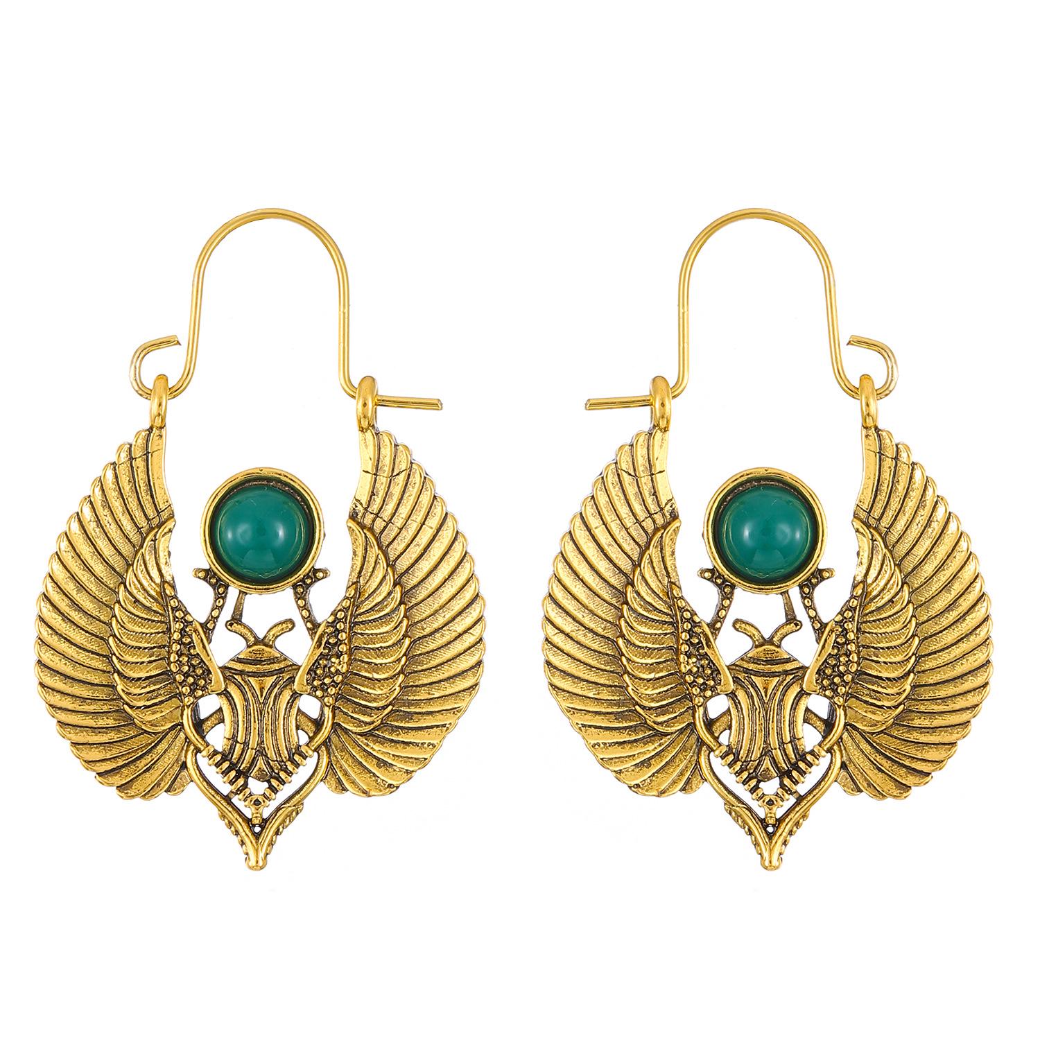 

Egyptian-Inspired Sacred Moth Wing Dangle Earrings - Tribal Boho Style for Women