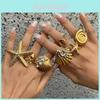 Ocean Starfish Ring Set With Pearl Accents For Women Summer