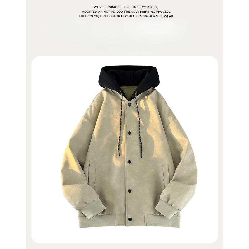 Spring and Autumn Trendy Brand High Street Fashion Contrast Color Stand Collar Jacket Men's Loose and Versatile Casual Jacket