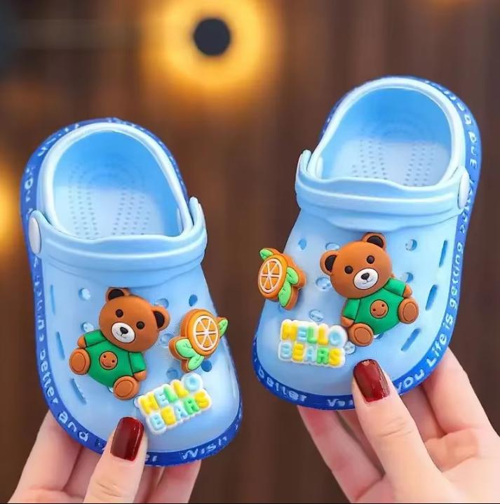 New children s slippers; cute cartoon girl and boy; soft baby slippers with thick soles; perforated shoes. 18 19 120MM синий