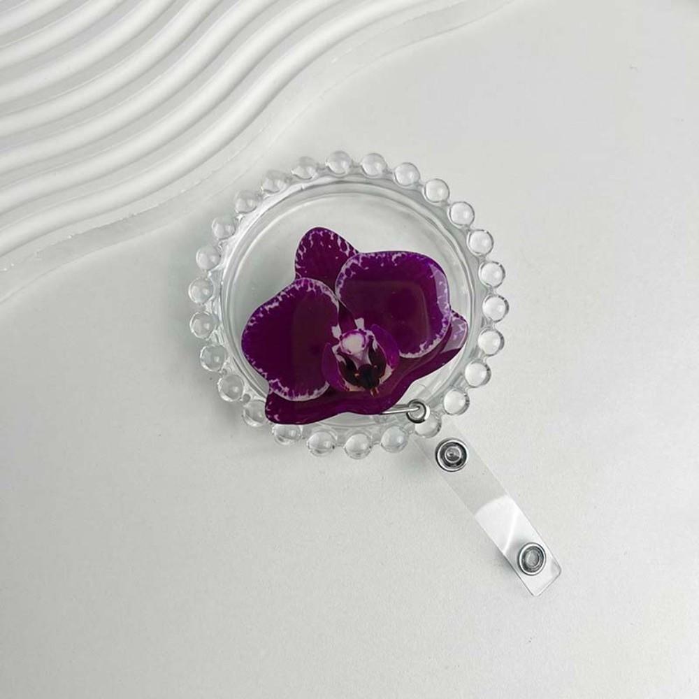 Akrylharts Hållarklämma Orkidéblomma Formad Namnskylt Märke Arbetsintyg