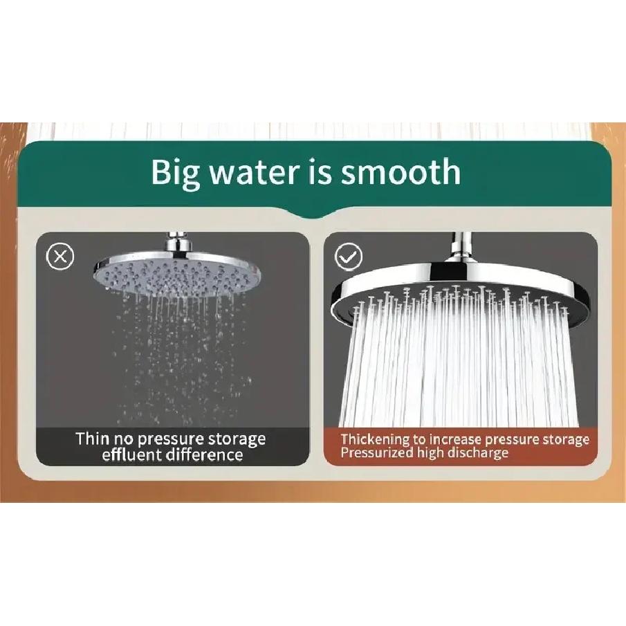 25cm Top Spray Large Water Volume Booster Shower Head Pressurized Single Head Home Bathroom Shower Head Set