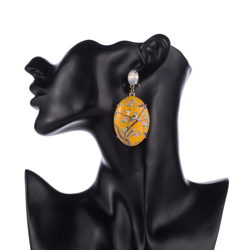 Alloy Geometric Contemporary Earrings Multicolor Oval Design Fashion Street