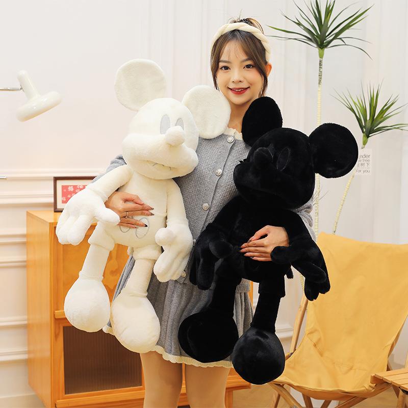 Internet Celebrity Black and White Mickey Plush Toy Dark Mickey Mouse Doll Girl Valentine's Day Gift Throw Pillow
