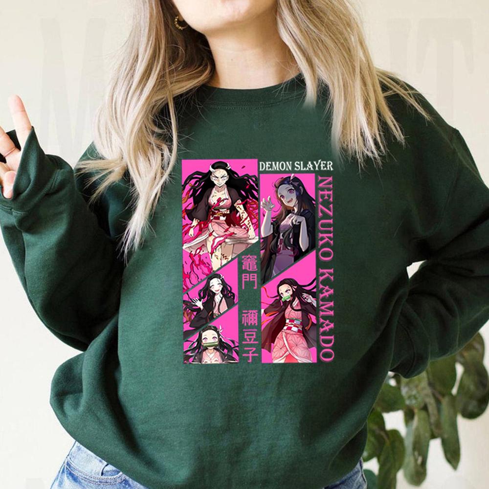

Trendy Anime Girl Sweatshirt Anime Demon Pullover Kimetsu No Yaiba Shirt Nezuko Kamado Sweater Cute Unisexga Girl Sweatshirts S