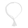 Fashion Knotted Long Imitation Pearl Necklace Women'S Cold Wind Crystal Beaded Fringed Sweater Chain