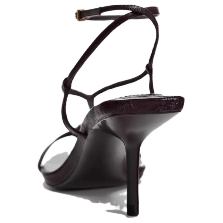 Zara Minimalist Versatile High Heel Sandals Women Footwear Brown 12336410