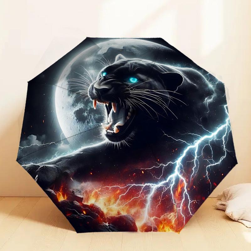 Black Panther Moonlit Storm Umbrella: Automatic Opening & Closing, Outdoor Travel Accessory, Lightweight and Durable