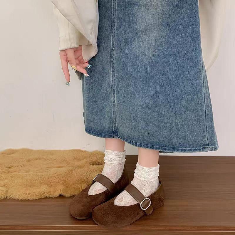 Herbst Retro vielseitige Leopardenmuster Mary Jane Schuhe Damen flacher Boden bequem ein Pedal zwei Tragearten leichte Mund Einzel Schuhe