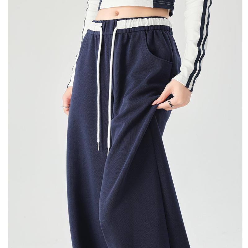 Sportlich Lässige Damen Hose Locker Patchwork Kordelzug Frühling Herbst Modedesign All-Match Zart Gemütlich Mode Klassische Hose