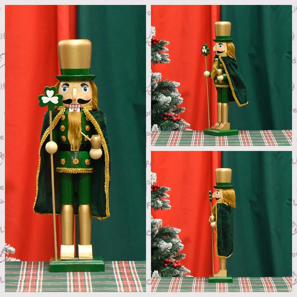 38cm/15 Zoll Festliche Weihnachts-Nussknacker-Ornamente, Holz-Handpuppe Sammlerfigur Ideal für Wohnkultur & Geschenke