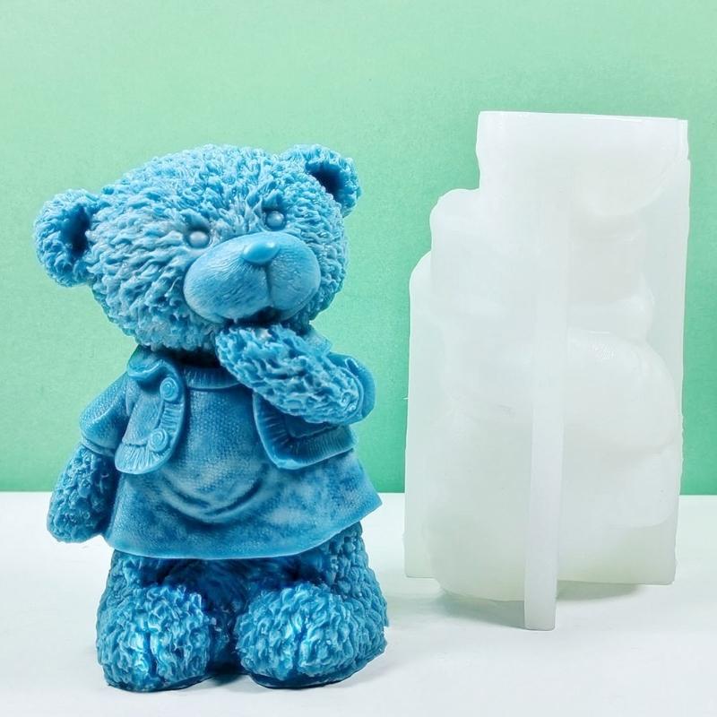 Bear Ornaments Dripping Glue Mold Diy Gypsum Ornaments Aromatherapy Candle 3d Stereo Standing Bear Candle Silicone Mold