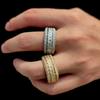 New Cuban Link Chain Design Ring Fully Micro Zircon Paved R0tatable Cuban Ring,Hiphop Iced Out Men's Swivel Cuban Ring.