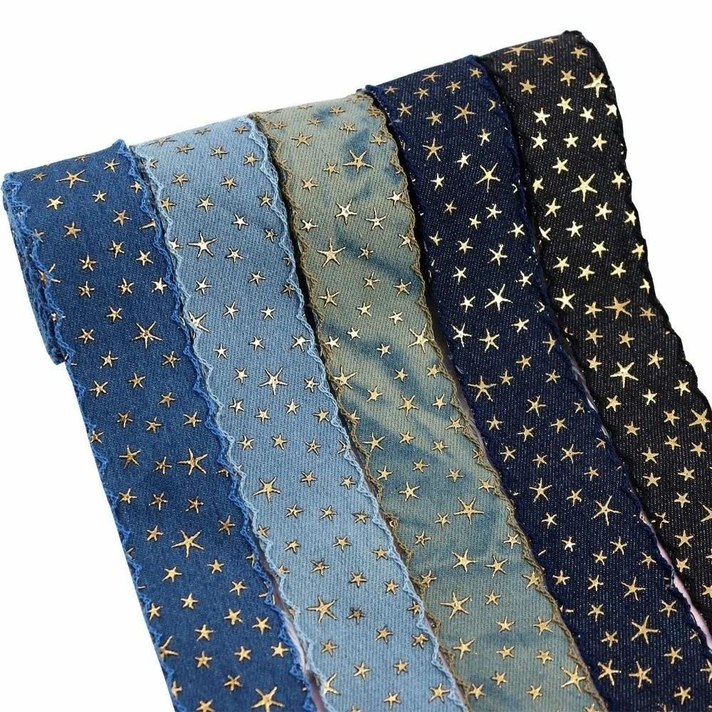 1 yard 38MM Gold Star Denim Cloth Ribbon 38MM Width Clothing Sewing Supplies  Clothing Sewing