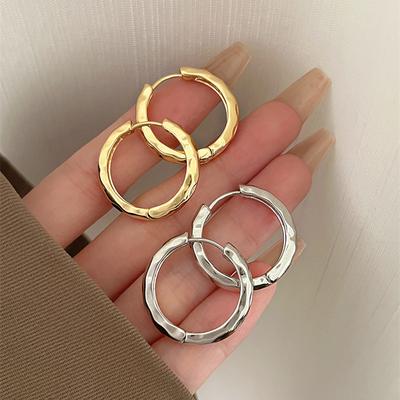 [Placcatura Elettrolitica Oro Vero] Orecchini in Metallo Femminili Cerchio Semplice Viso Rotondo Sottile Temperamento Nicchia Anello di Fascia Alta Fibbia per Orecchio