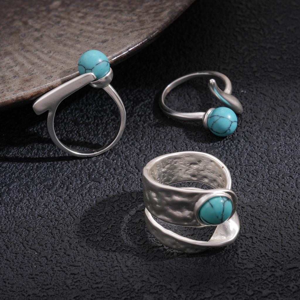 European and American irregular round double-layer open ring cold wind personality simple niche jewelry 