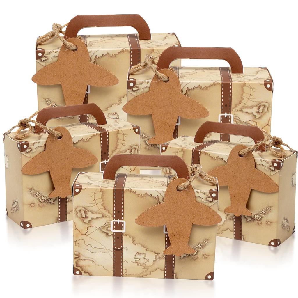 20/30/50PCS Mini Suitcase Party Favor Box with Tags Travel Party Decorations Bridal Shower Wedding Favors For Guests Candy Boxes