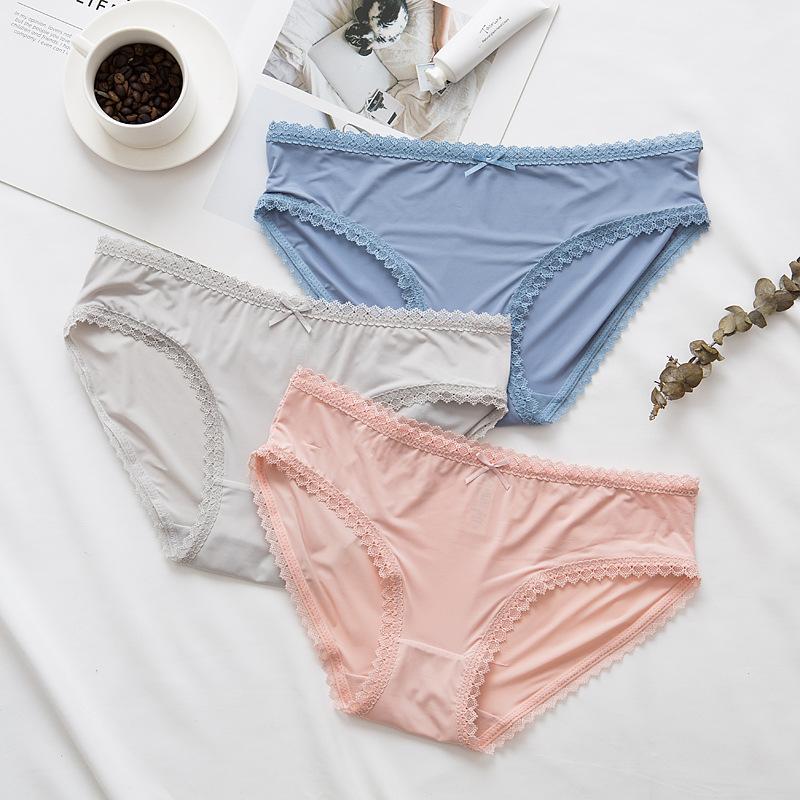 Seamless and Comfortable Low Waisted Girls' Panties Simple Ice Silk Women's Triangle Panties