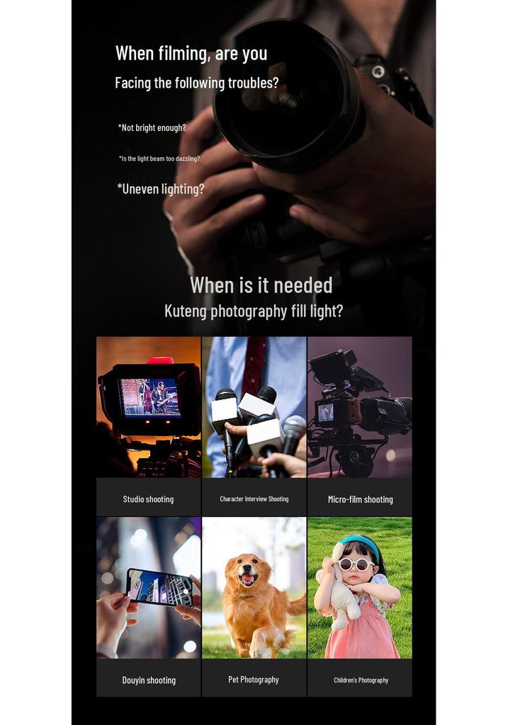 Kuteng SL-500/V-500PRO/V-600PRO Professional COB Fill Light for Live Streaming and Film Lighting