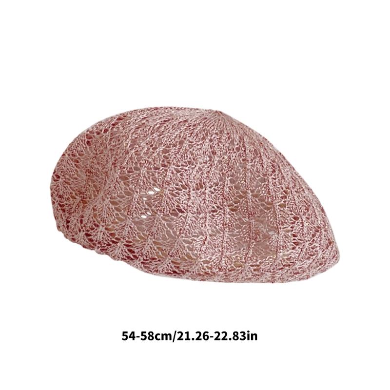 Elegant Hollow Out Knitted Beret Cap Stylish Pumpkin Shape For Ladies Daily Wear
