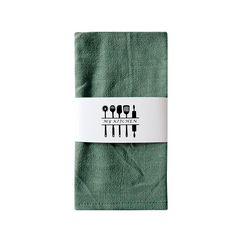 Plain Color Cotton Linen Tea Towel - Square Kitchen Napkin Table Mat темно-зеленого