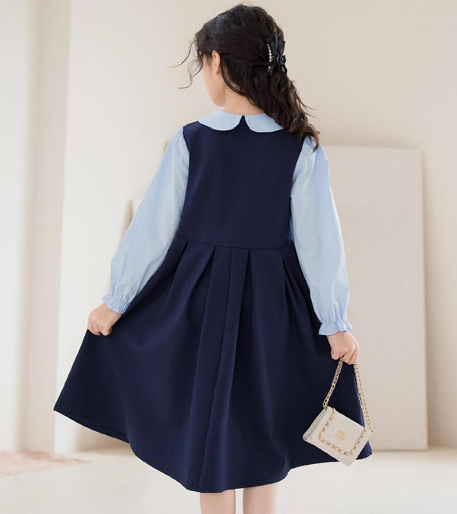 Dress for Layered Round Long Sizes Everyday School Entrance Ceremonies YY-Natuhi Girls, Style, T-Shirt, Collar, Sleeves, 120-170cm, Casual, Formal,