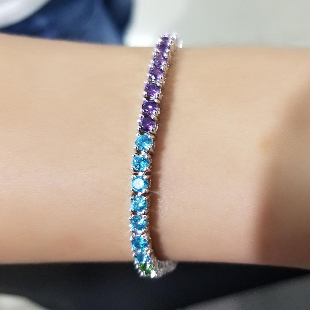 Factory 3.5mm Copper Rainbow Tennis Chain AAA+ CZ Iced Out Chain Stackable Jewelry for Women Supplier