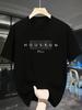Men'S Short Sleeve Casual T-Shirt with Minimalist Print Design, Casual Round Neck Top, Slight Elasticity, Machine Washab