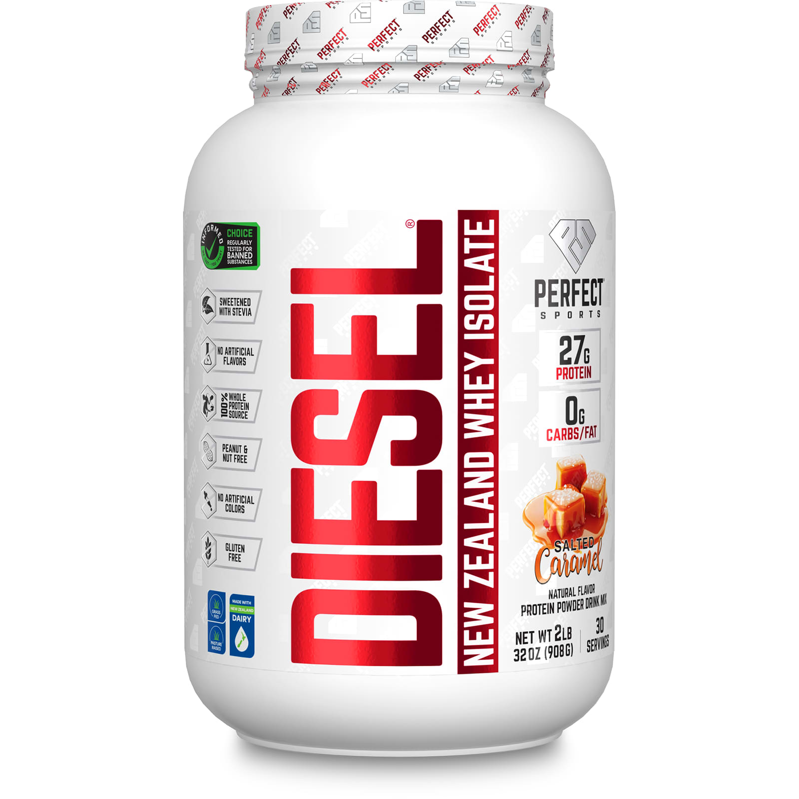 

PERFECT Sports, Diesel, New Zealand whey isolate, salted caramel, 908g (2lbs)