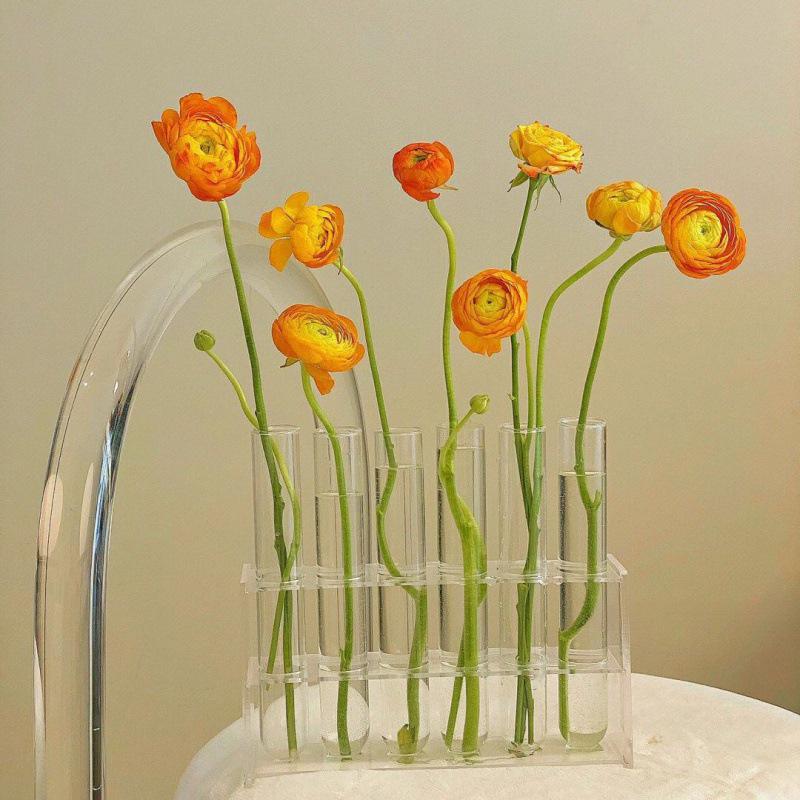 Glass Test Tube Vase – Creative Transparent Hydroponic Flower Stand for Balcony Ornaments