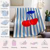 Cherry Stripe Flannel Blanket Warm Soft Halloween Christmas Couch Warm Cozy Decorative Decor Gift for All Season