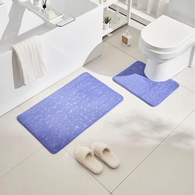 Non-Slip Coral Fleece Bathroom Mat Set - Water-Absorbent, Solid Color