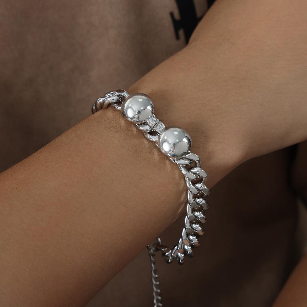 Женский Браслет Цепочка Полированная Нержавеющая Сталь Серебряный Цвет Черный Золотой Цепи Браслет для Женщин Кубинская Цепь