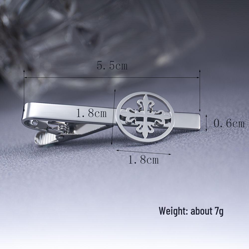 

Men s High-End Retro Iris Cross Stainless Steel Tie Clip for Weddings серебряный