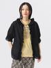 Beams Boy Short Sleeve Cotton Linen Shirt with Ruffles and Gathered One Size Women's Trim, Black,
