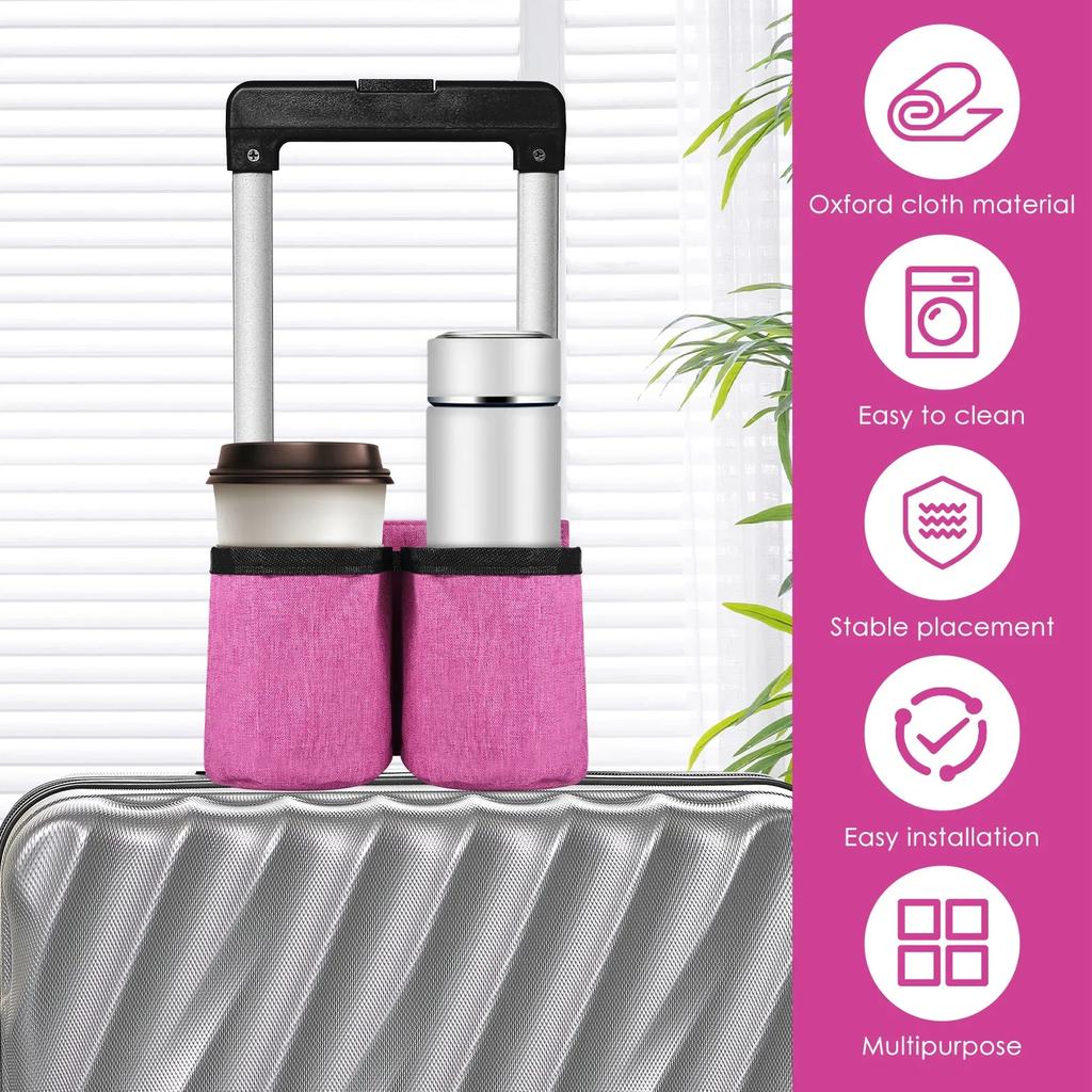 Luggage Travel Cup Holder Oxford Fabric Suitcase Drink Bag with Drawstring Durable Free Hand Travel Milk Tea Coffee Mugs Holder