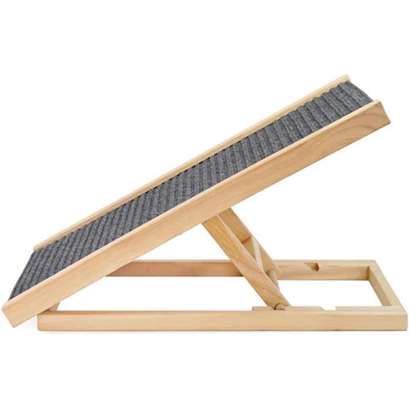 Adjustable Wooden Dog Climbing Ramp - Portable, Foldable Pet Ladder for Indoor & Outdoor Use