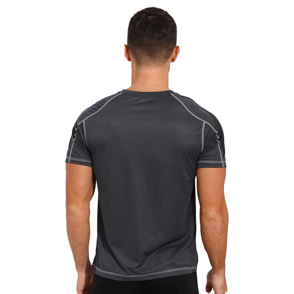 Men Breathable Ice Silk Quick Drying Short Sleeve Round Neck Running Sport Solid Color Top