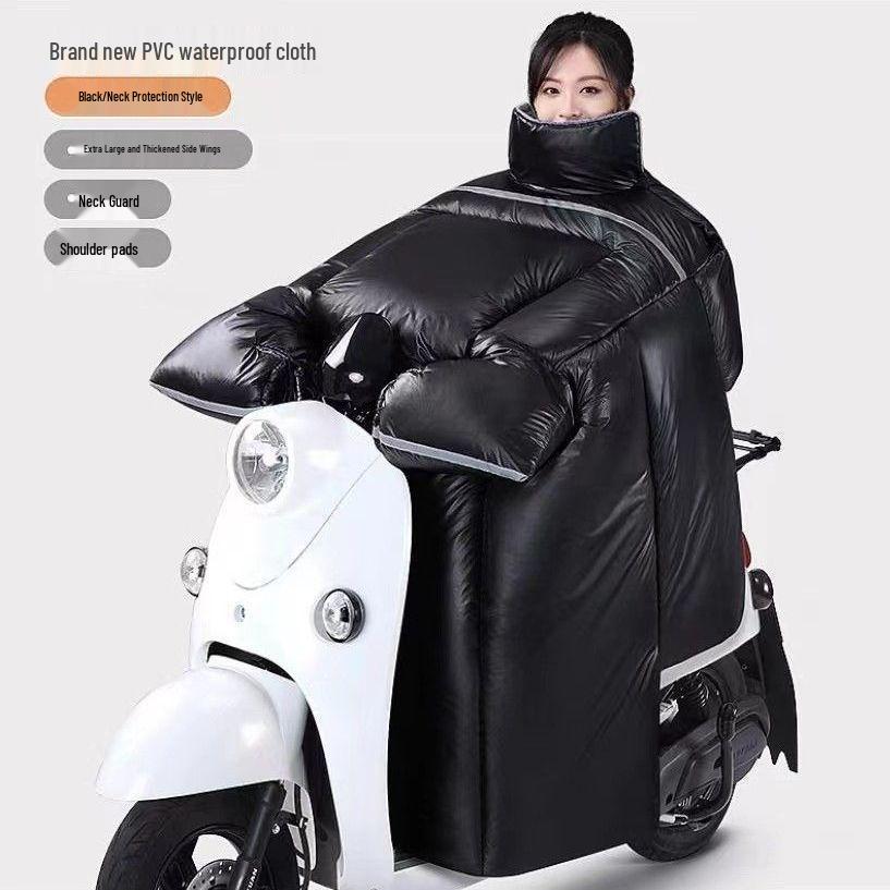 Extra Large Electric Vehicle Windshield & Motorcycle Knee Pads - Fleece Lined, Waterproof, Windproof & Battery Heated