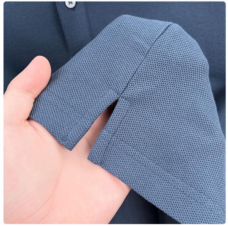 Men's 2026 Spring Breathable Cotton Long-Sleeve Polo Shirt with Side Slits